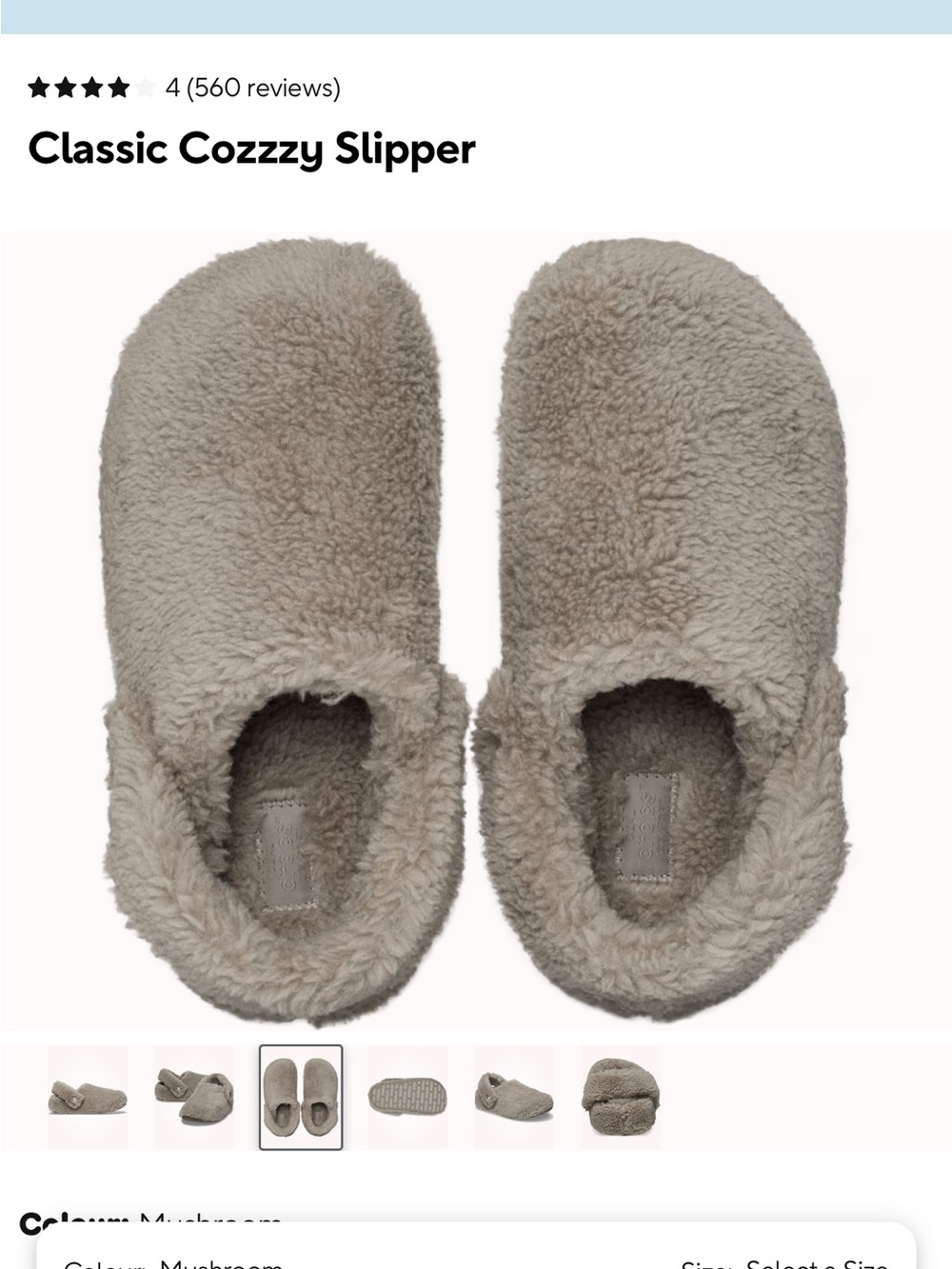 CROCS NWT Classic Cozzy Slipper in Mushroom